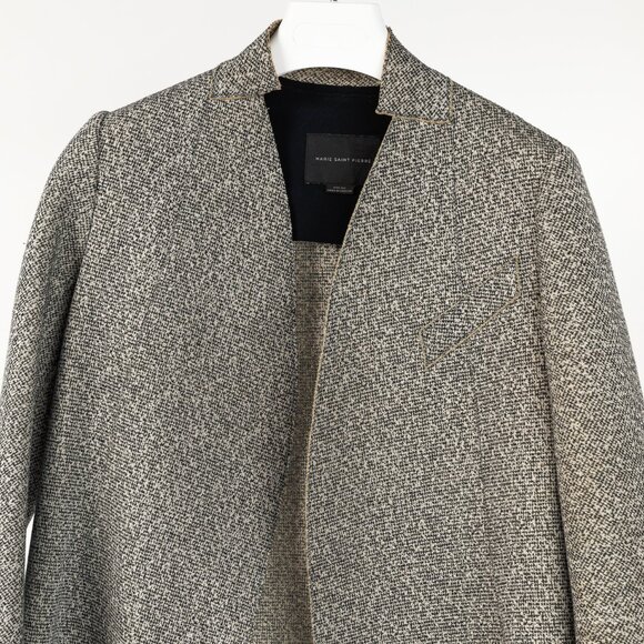 Marie Saint Pierre Grey Tweed Scuba Open-Front Coat - Picture 3 of 9